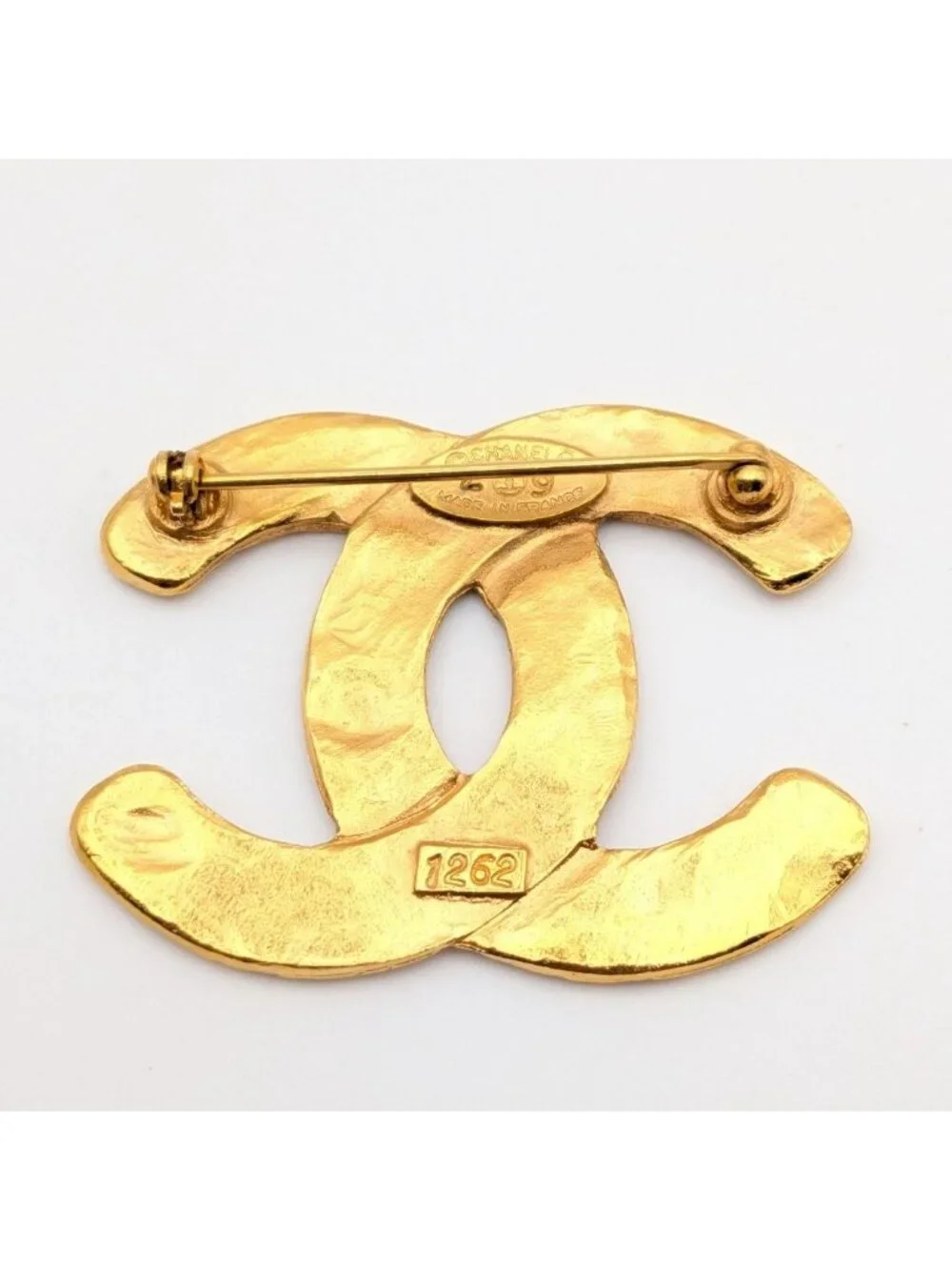 Chanel Brooch CC Logo Mesh Braided Pattern Gold 29 Vintage